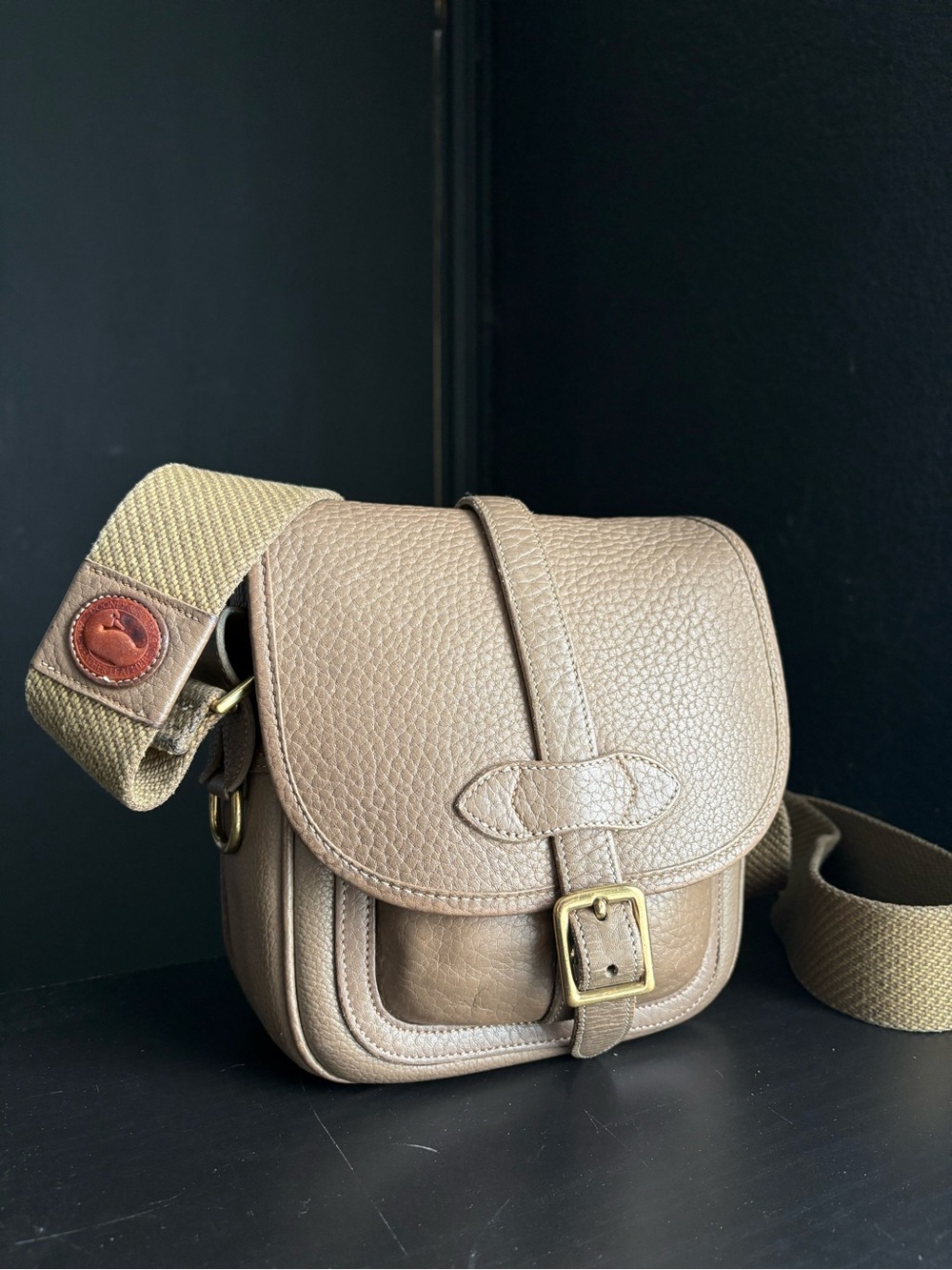 Dooney and Bourke Leather Webster Scout Crossbody Bag Dark Taupe 1994